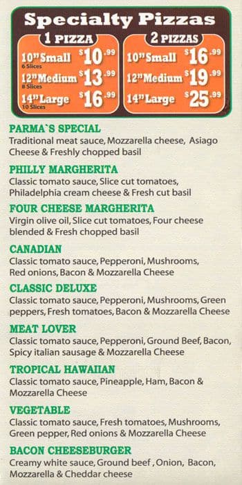 Menu of Parma Pizza photo2