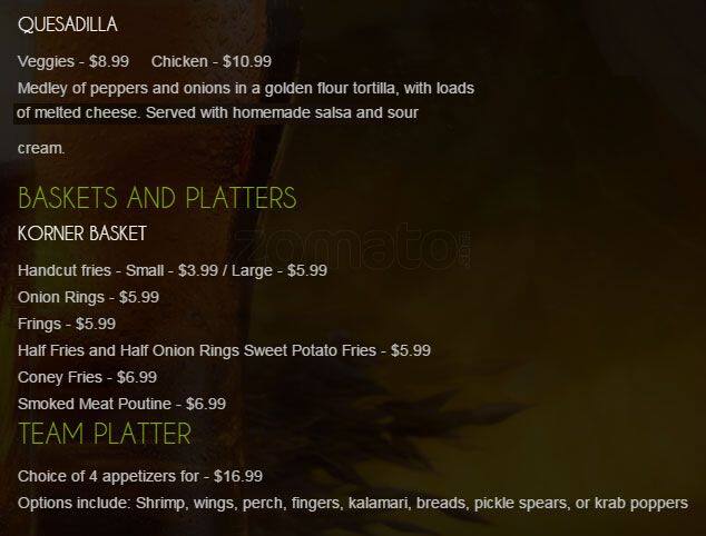 Menu of The Korner Pub photo8