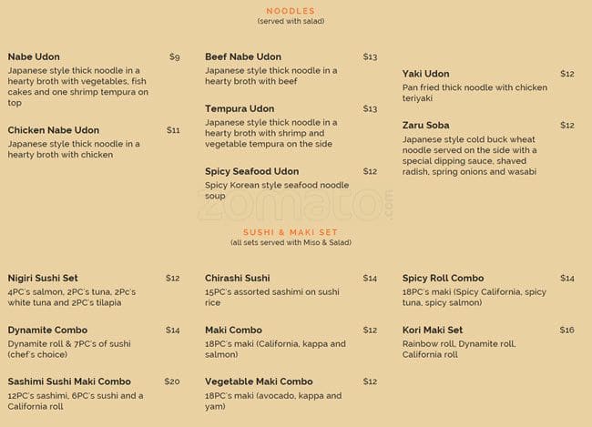 Menu of Kori Sushi photo9