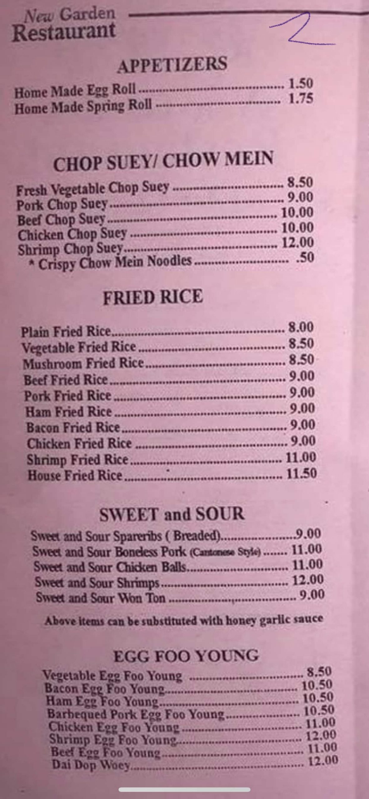 Menu of New Garden Restaurant photo3