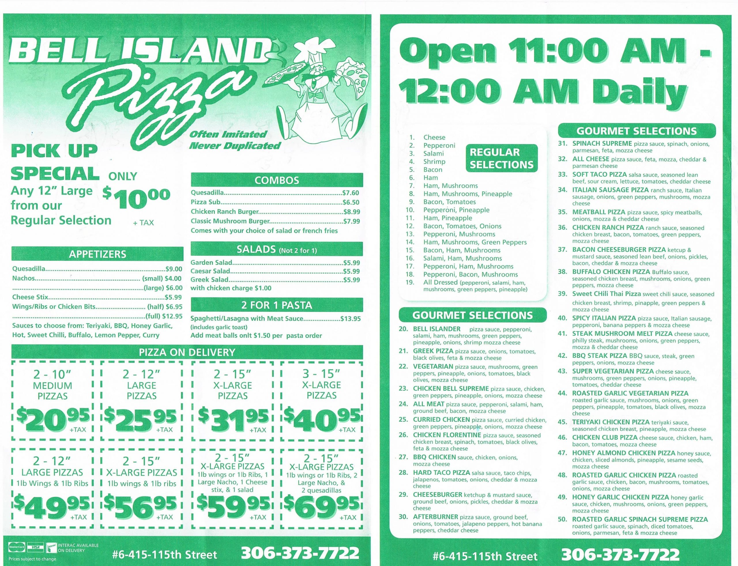 Menu of Bell Island Pizza photo2