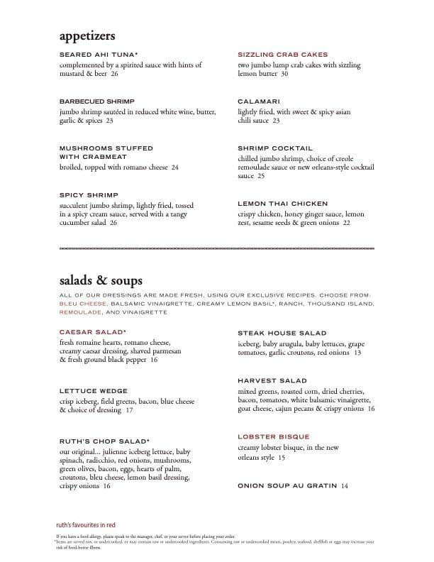 Menu of Ruth’s Chris Steak House photo3