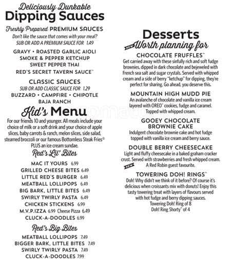 Menu of Red Robin Gourmet Burgers and Brews photo5