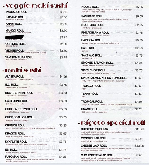 Menu of Migoto Sushi photo2