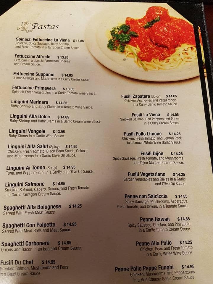 Menu of La Viena Italian Restaurant & Lounge photo2