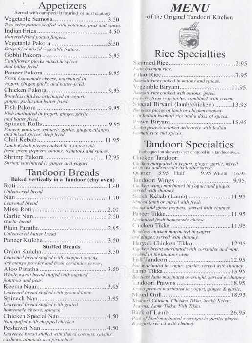 Menu of Original Tandoori Kitchen photo2