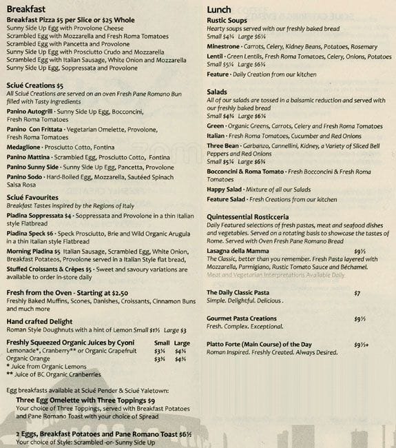 Menu of Sciue photo2