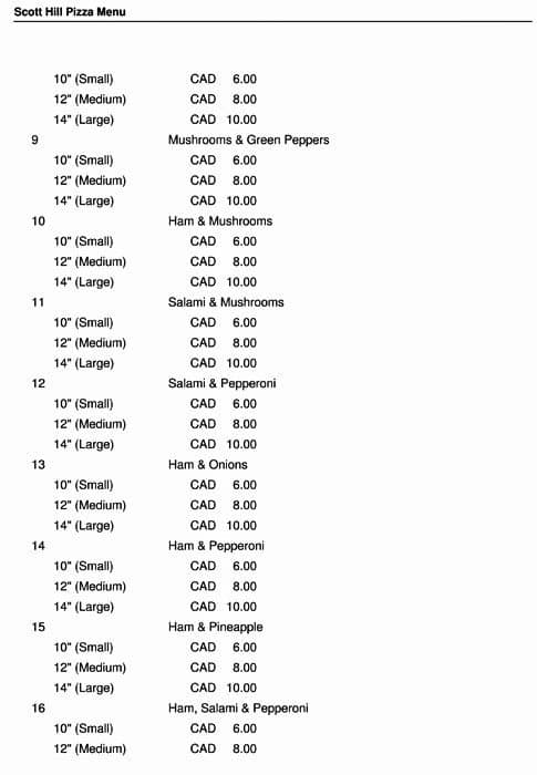 Menu of Scott Hill Pizza photo3