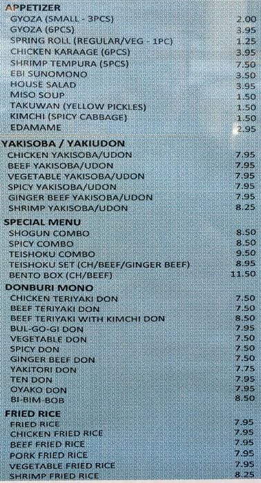 Menu of Shogun photo3