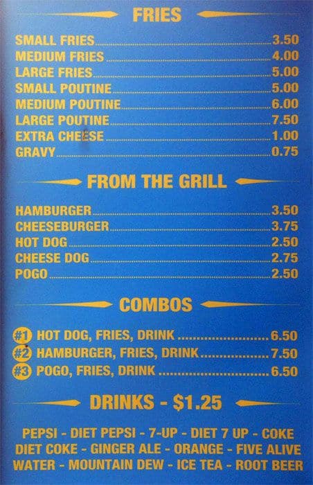 Menu of Glen’s French Fries photo2