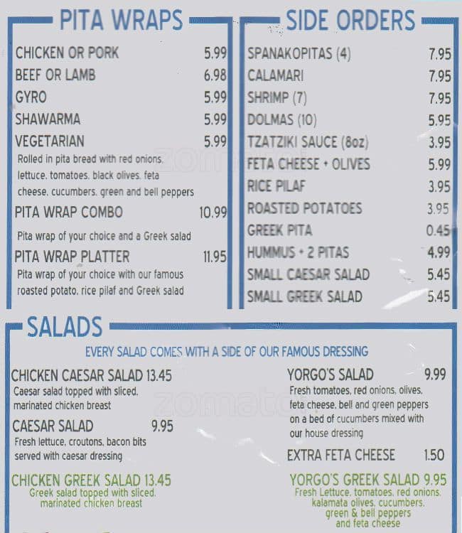 Menu of Yorgo’s Greek Food & Pizza photo3
