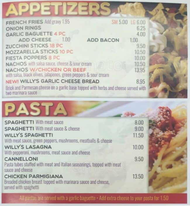 Menu of Willy’s Pizza photo2