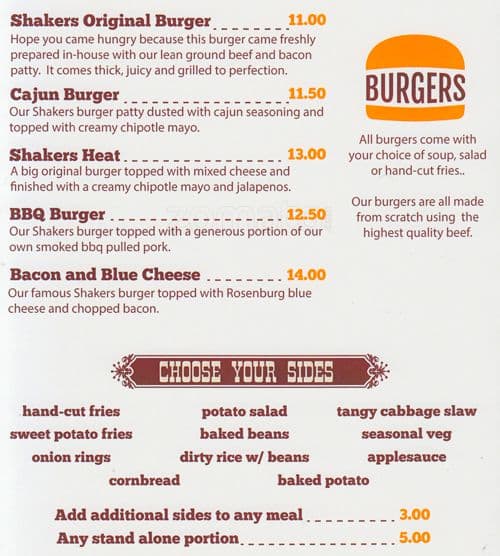 Menu of Shakers Smokehouse photo6
