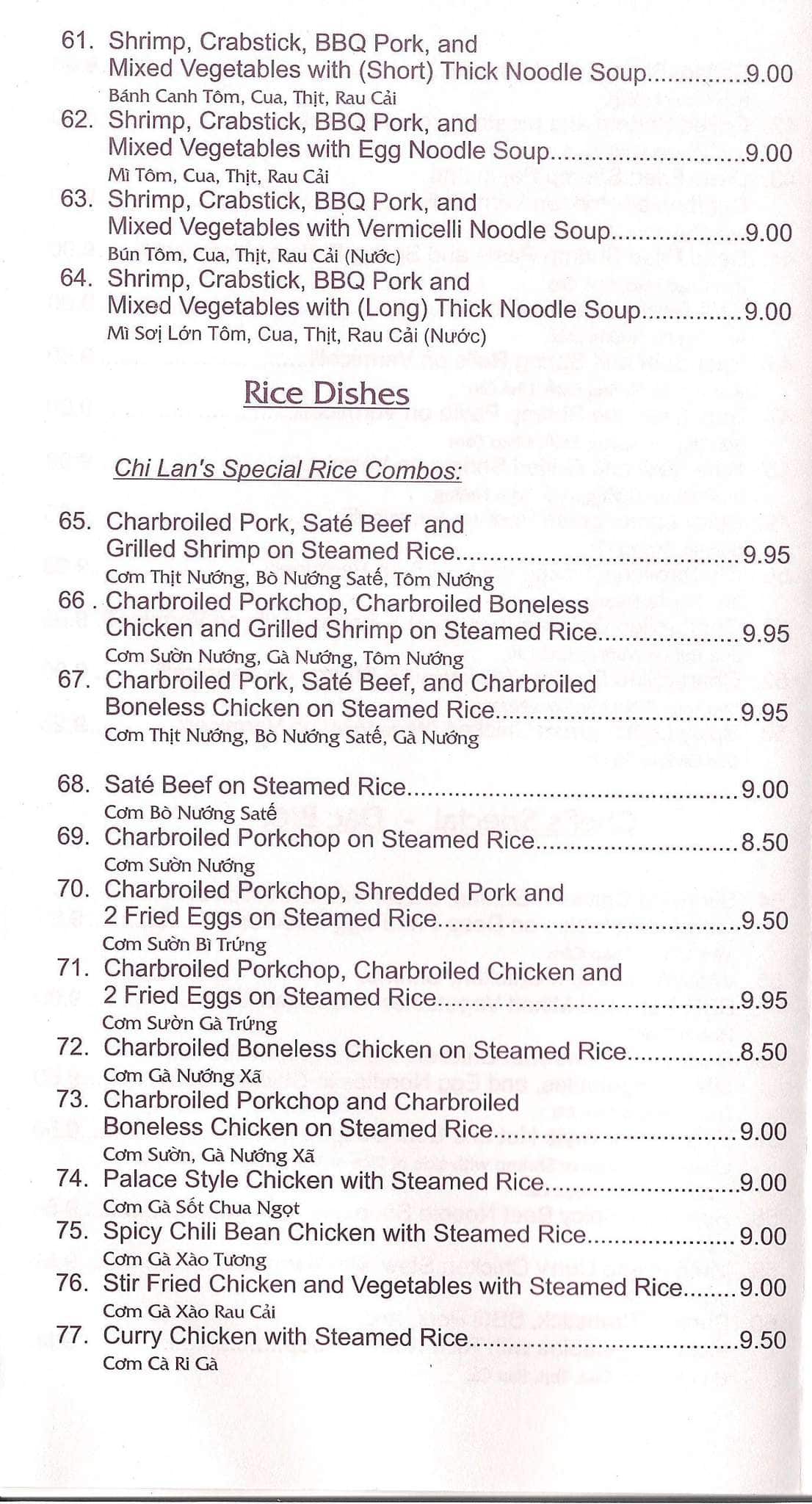 Menu of Chi Lan Vietnamese Restaurant photo6