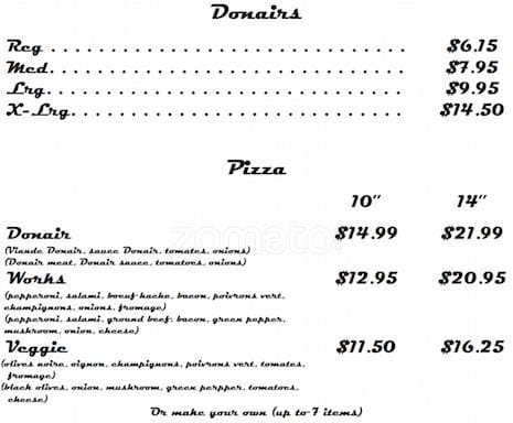 Menu of Halifax Donair & Bar 902 photo2