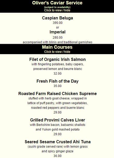 Menu of Olivers Of Oakville photo6