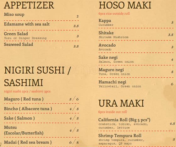 Menu of Sushi Nomi photo2
