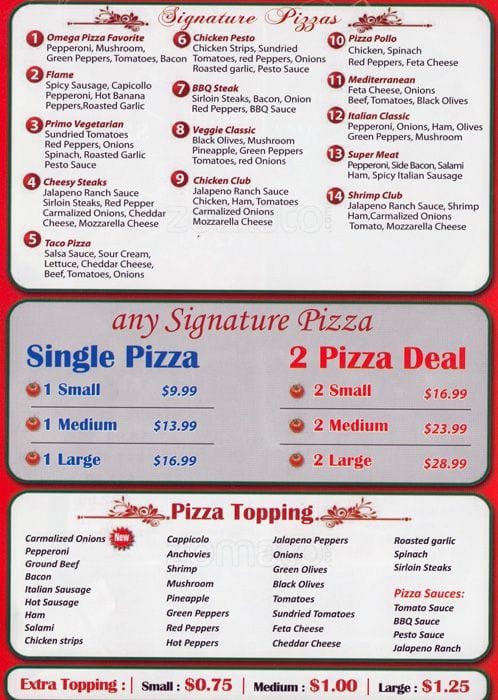 Menu of Omega Pizza & Wings photo4