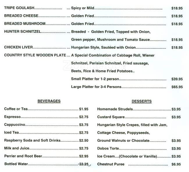 Menu of Country Style Hungarian Restaurant photo4