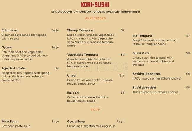 Menu of Kori Sushi photo2