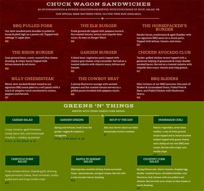 Menu of Wild Bill’s Legendary Saloon photo3