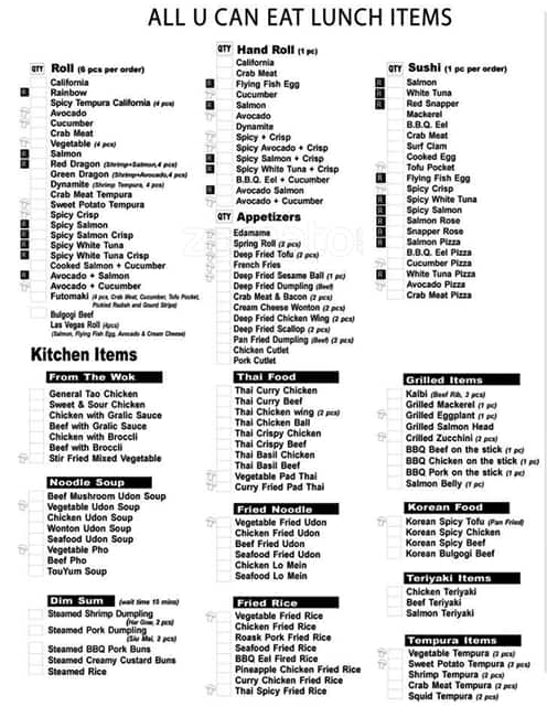 Menu of 168 Sushi Asian Buffet. Bar photo8