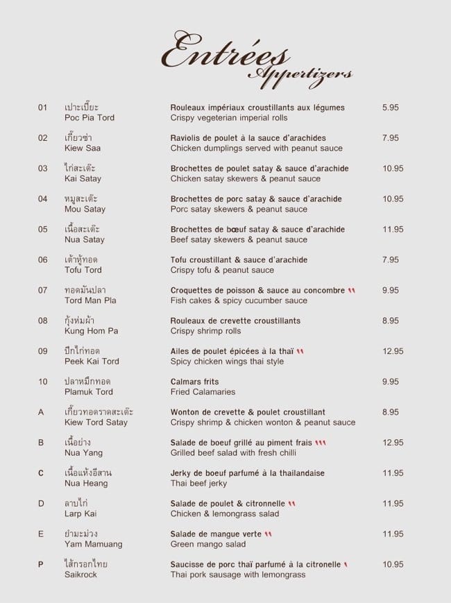 Menu of Phayathai photo2