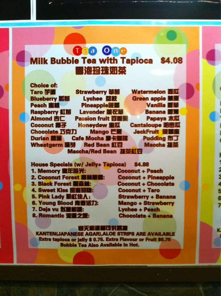 Menu of Taiwan Bubble Zone photo3