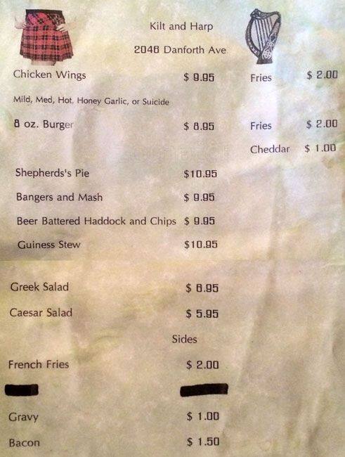 Menu of Kilt And Harp Pub photo4
