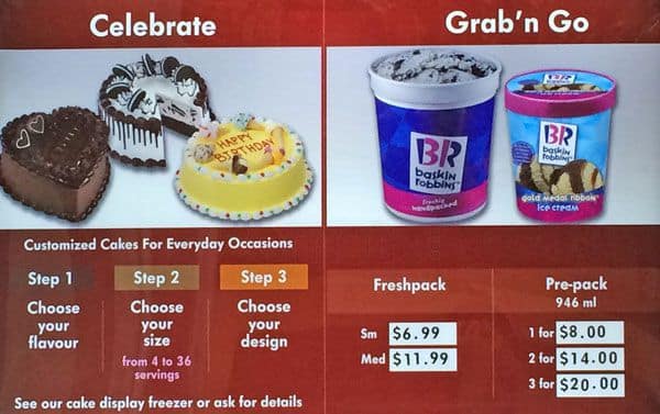 Menu of Baskin Robbins photo2