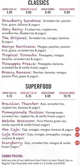 Menu of Booster Juice photo3