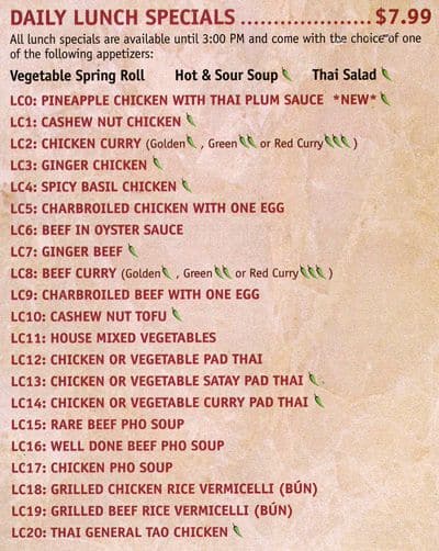 Menu of Funky Thai 2 Go photo14