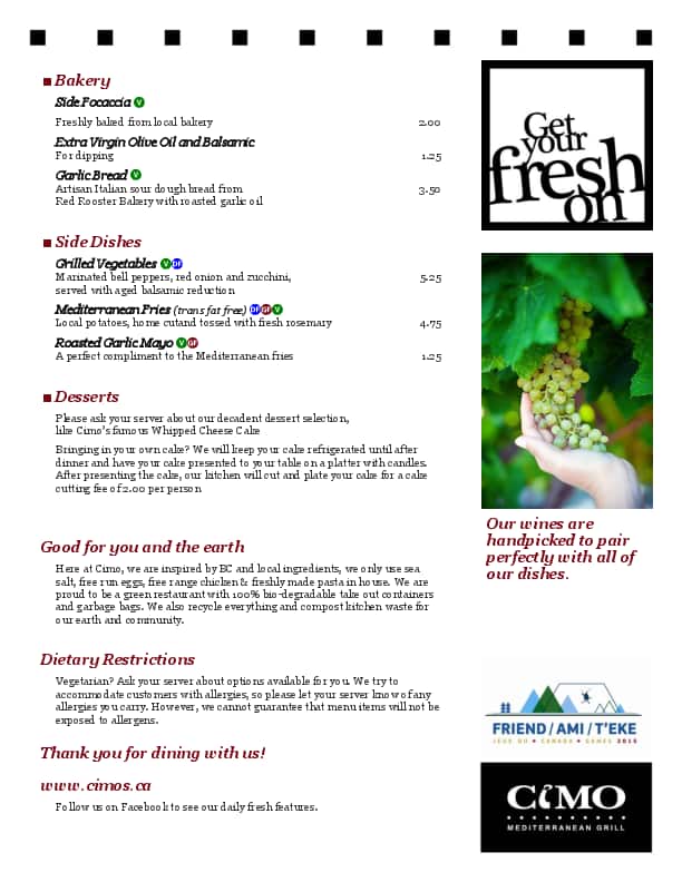 Menu of Cimo Mediterranean Grill photo5