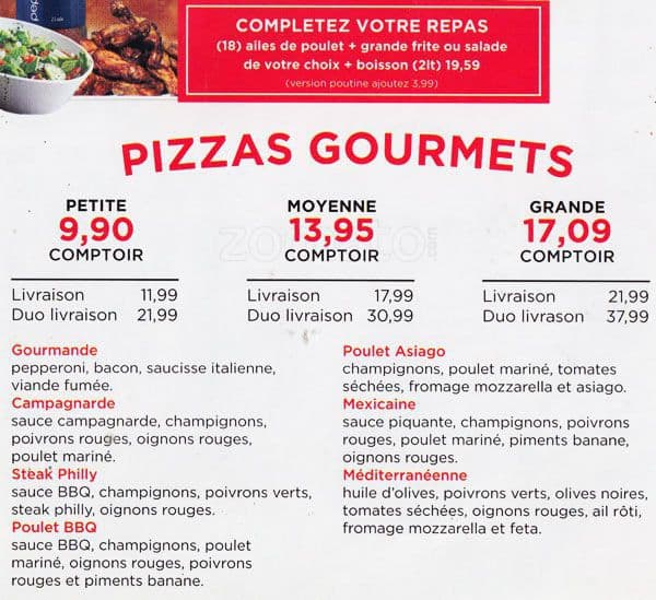 Menu of Pizza La Différence photo6