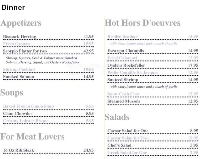 Menu of Scorpio Seafood & Steak House photo6