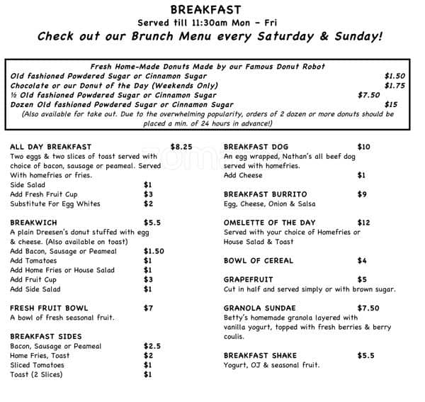 Menu of Uncle Betty’s photo2