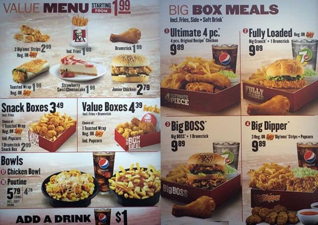 Menu of KFC photo2