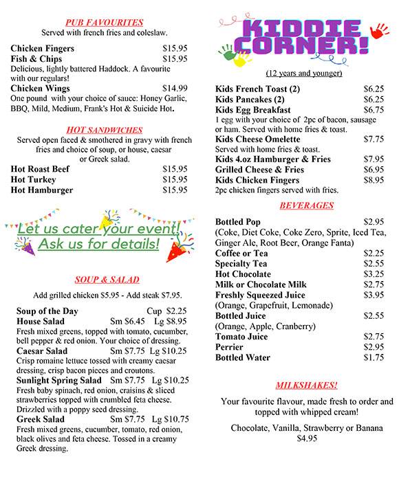 Menu of Sunlight Grill photo4