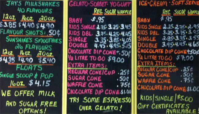 Menu of Jay’s Ice Cream & Sunshine’s Gelato photo3