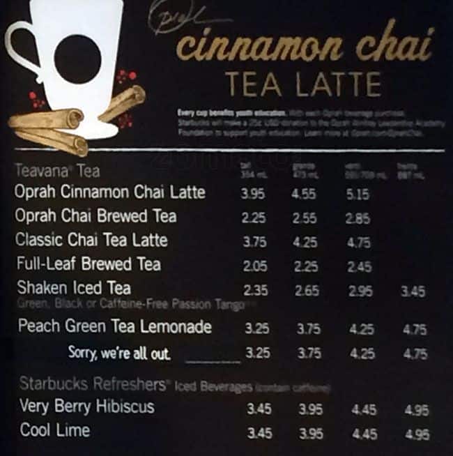 Menu of Starbucks photo3