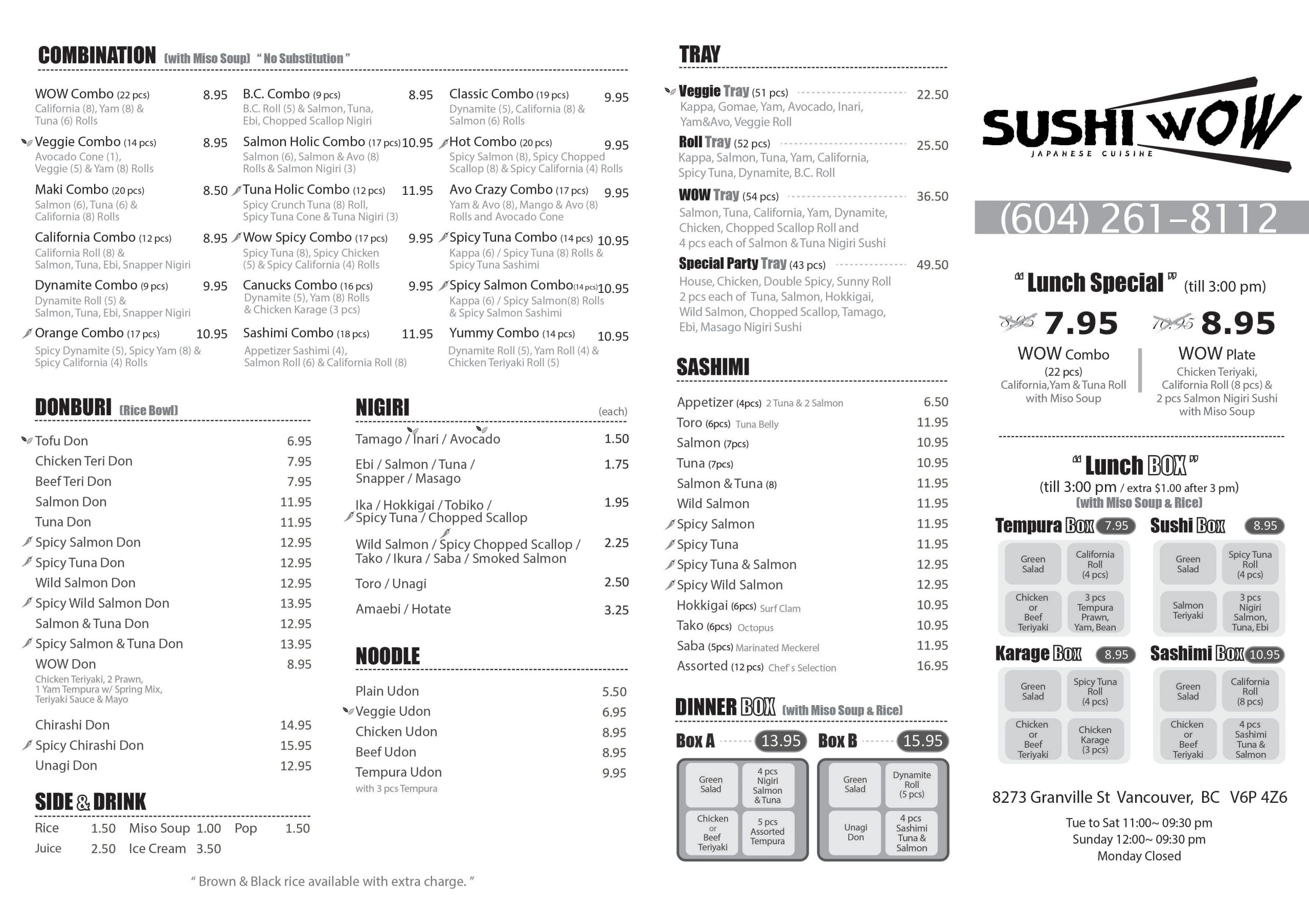 Menu of Sushi Wow photo2