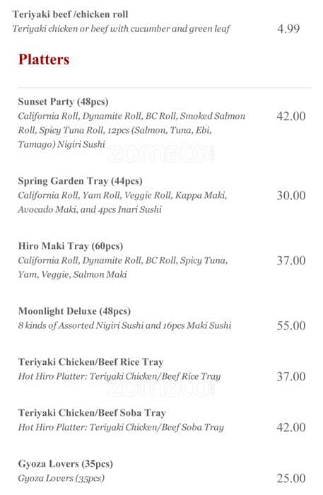 Menu of Hiro Japan photo9