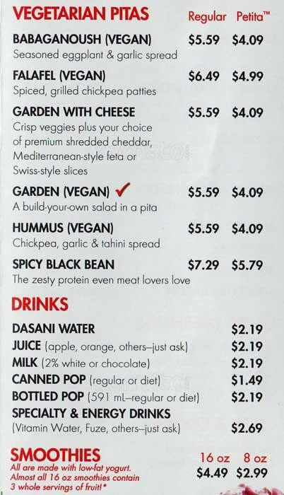 Menu of Pita Pit photo4