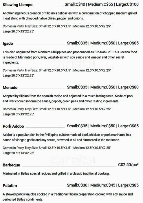 Menu of Bella’s Lechon photo5