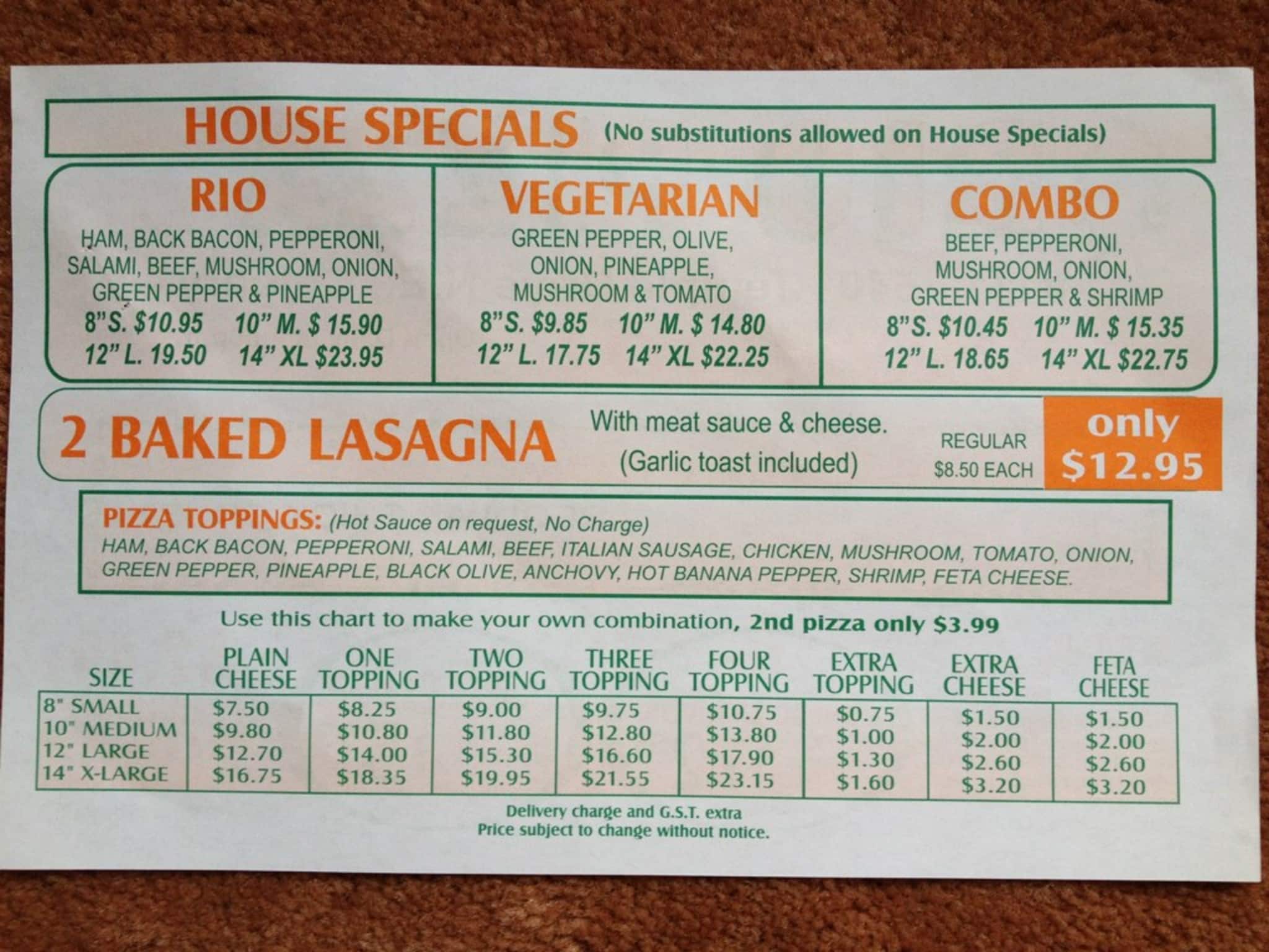 Menu of Rio Pizza photo2