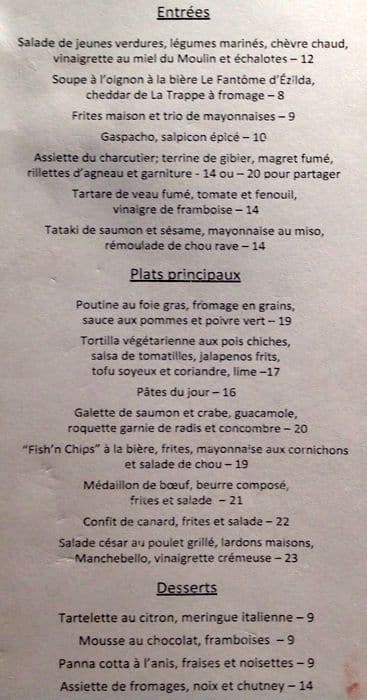 Menu of Heron Room – Moulin Wakefield Inn photo4