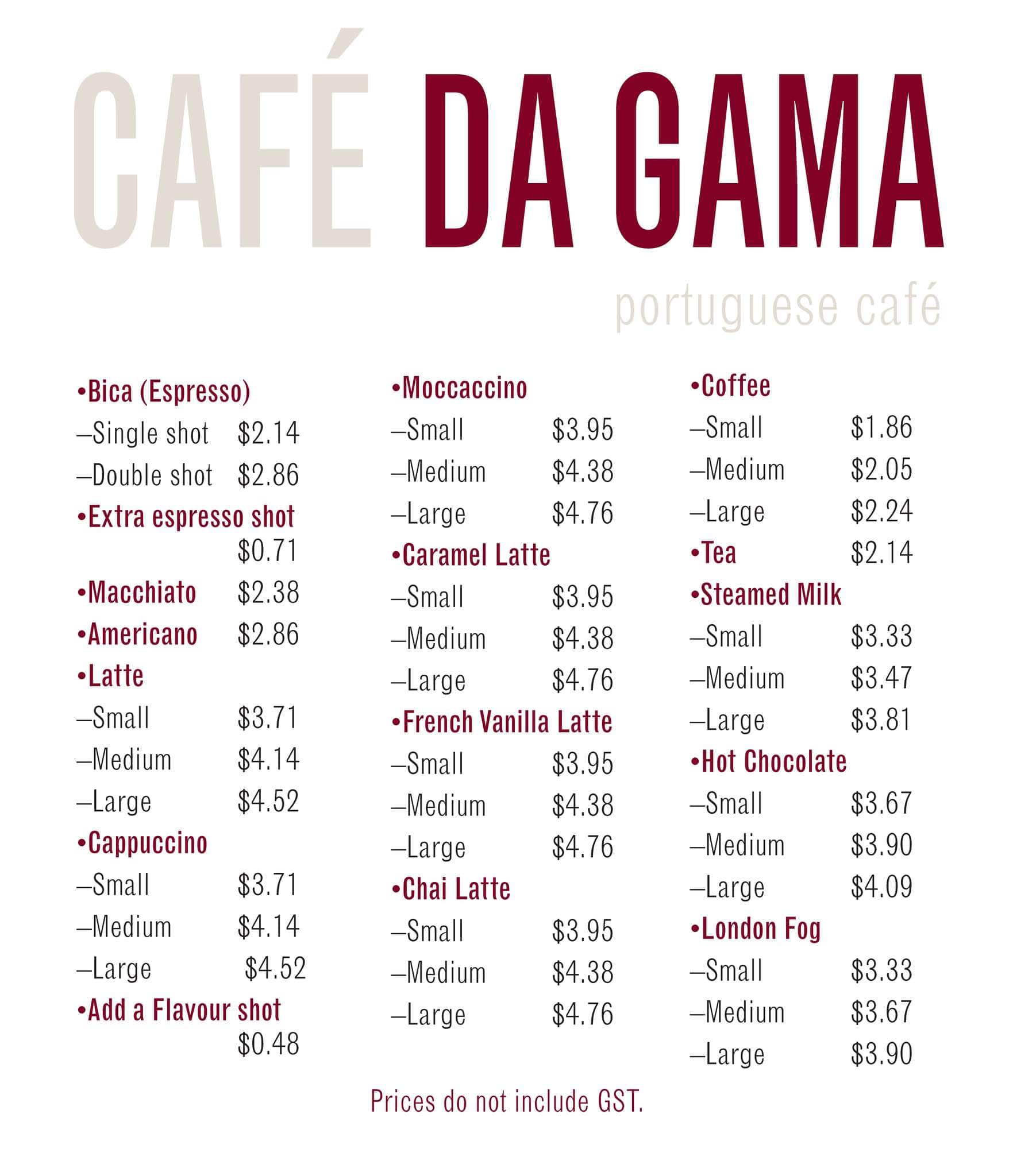 Menu of Cafe Da Gama photo2