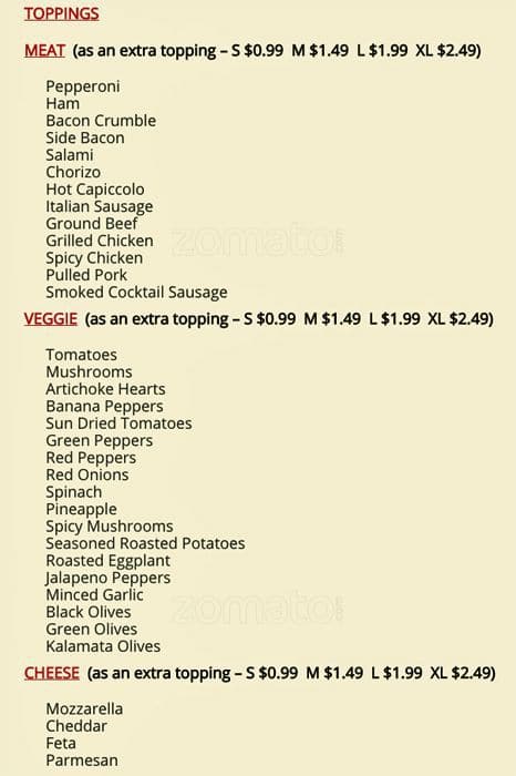 Menu of East Van Pizza photo9