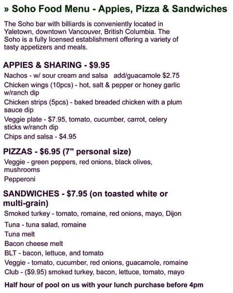 Menu of Soho Bar photo2