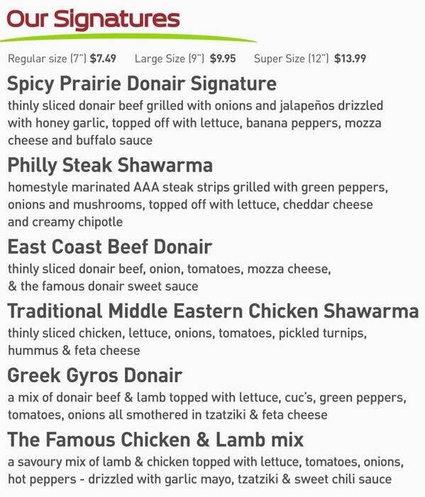 Menu of Prairie Donair photo3